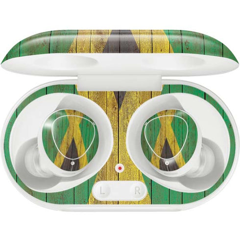 Jamaican Flag Dark Wood Galaxy Buds Plus Skin